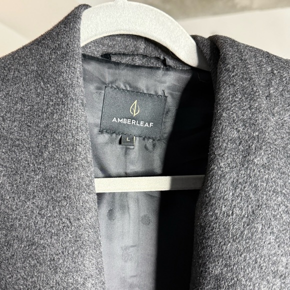 Amberleaf Wool Wrap Belted Coat Womens L Black Gray Jacket Quiet Luxury MobWife - Picture 3 of 5